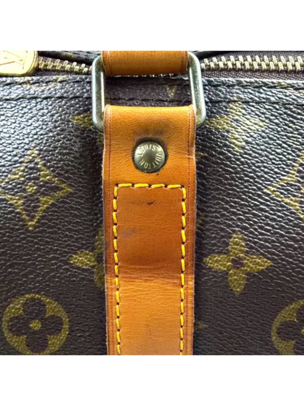 Louis Vuitton Keepall Bandouliere 60 Monogram Leather Brown Boston Bag Gold - Picture 6 of 15